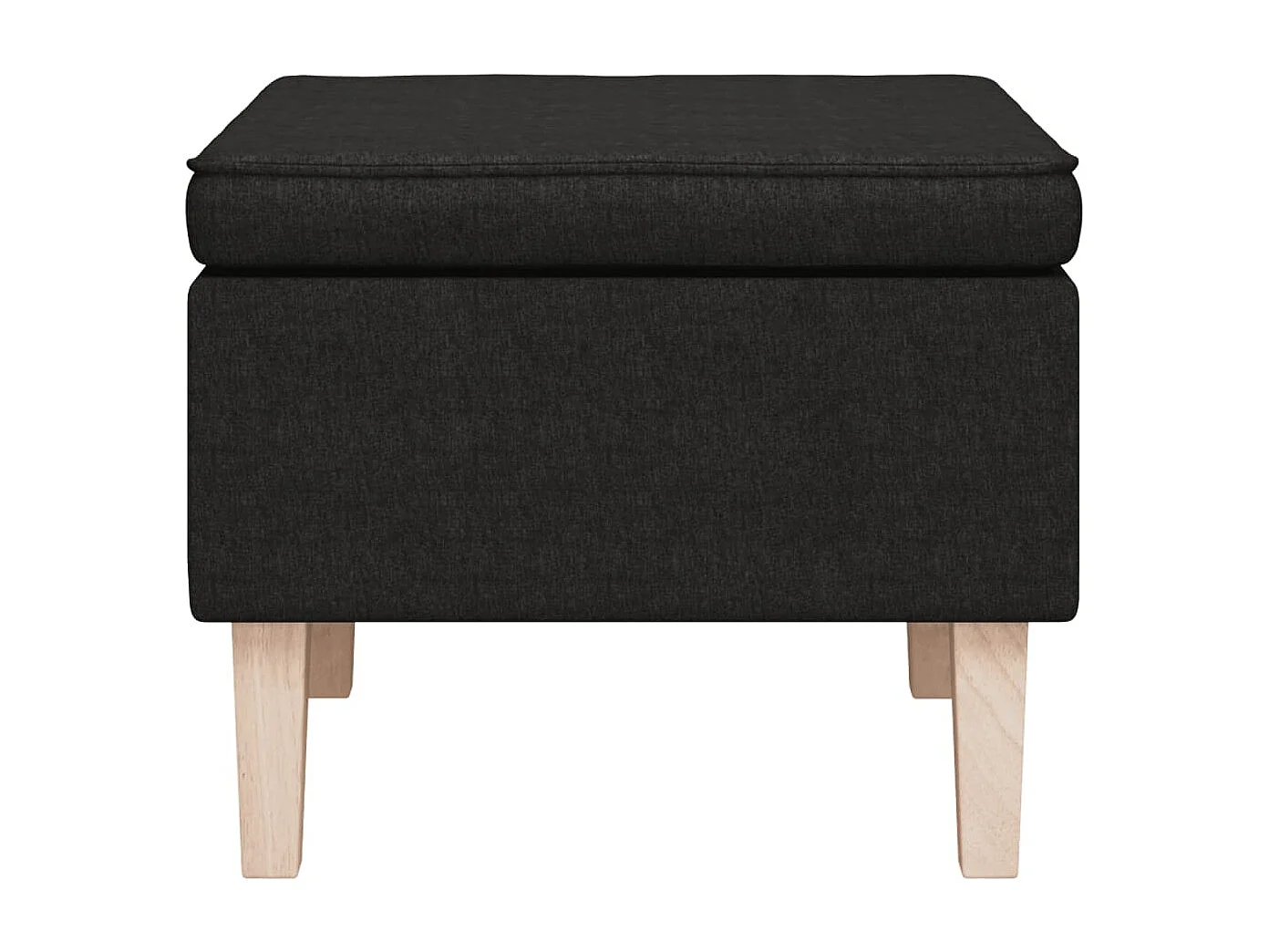 Hocker mit Holzbeinen aus schwarzem Stoff