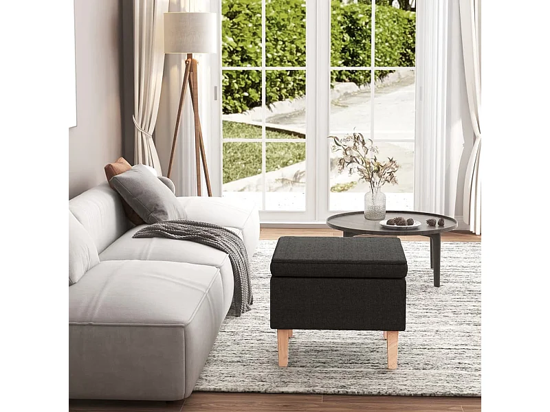 Sgabello con gambe in legno Tessuto Nero