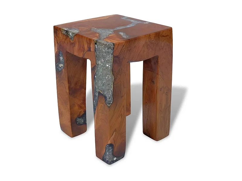 Sgabello Legno massello di teak e resina