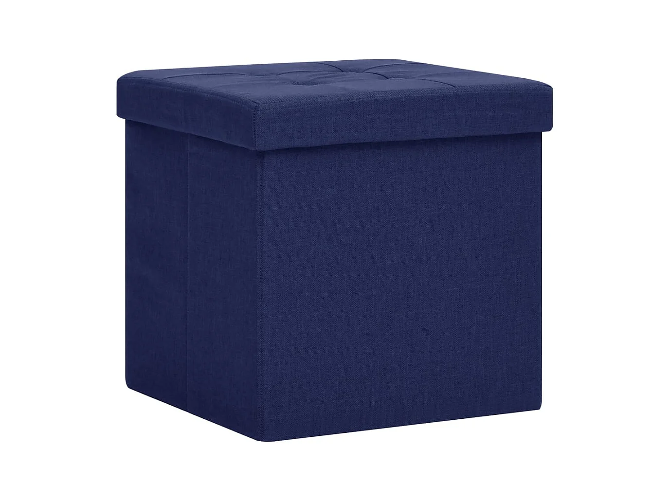 Tabourets de rangement pliables lot de 2 bleu faux lin