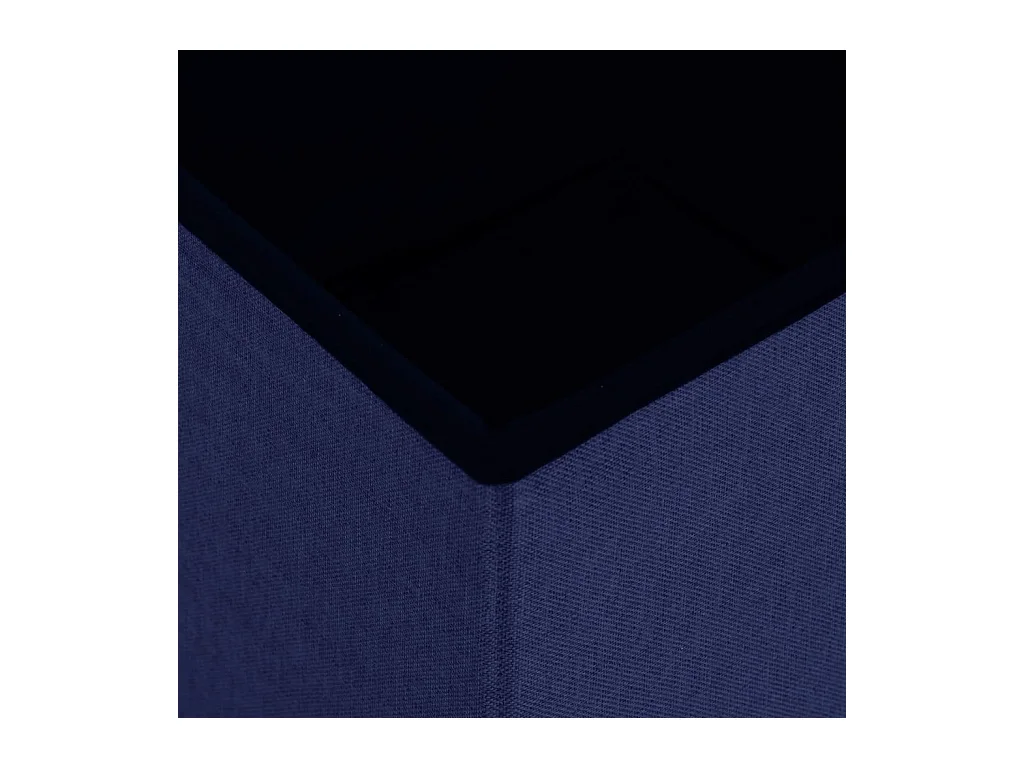 Tabourets de rangement pliables lot de 2 bleu faux lin