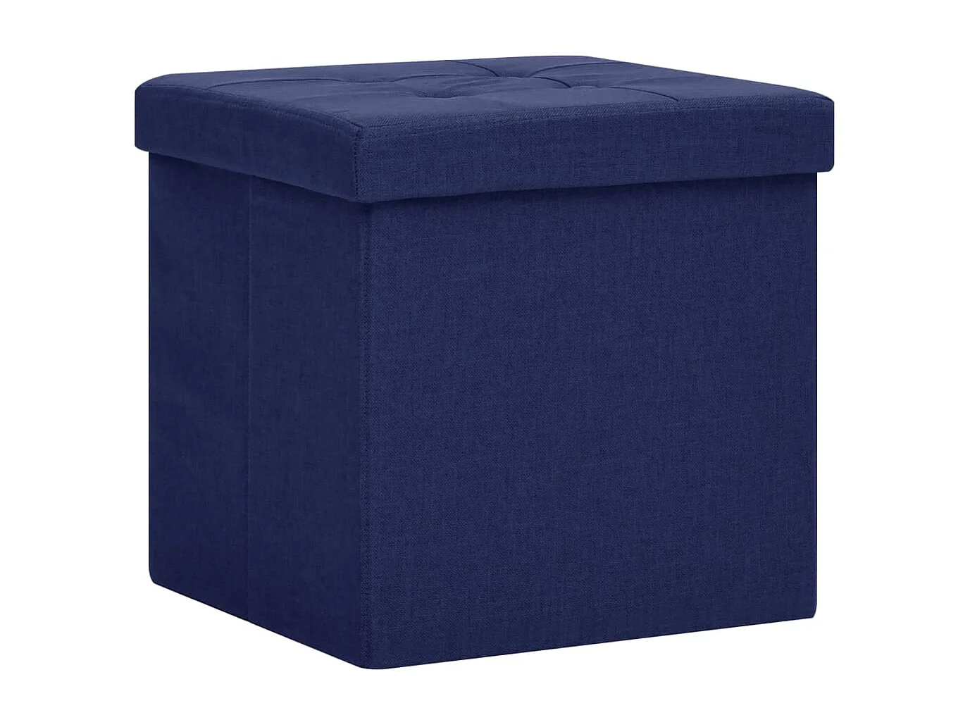 Tabourets de rangement pliables lot de 2 bleu faux lin