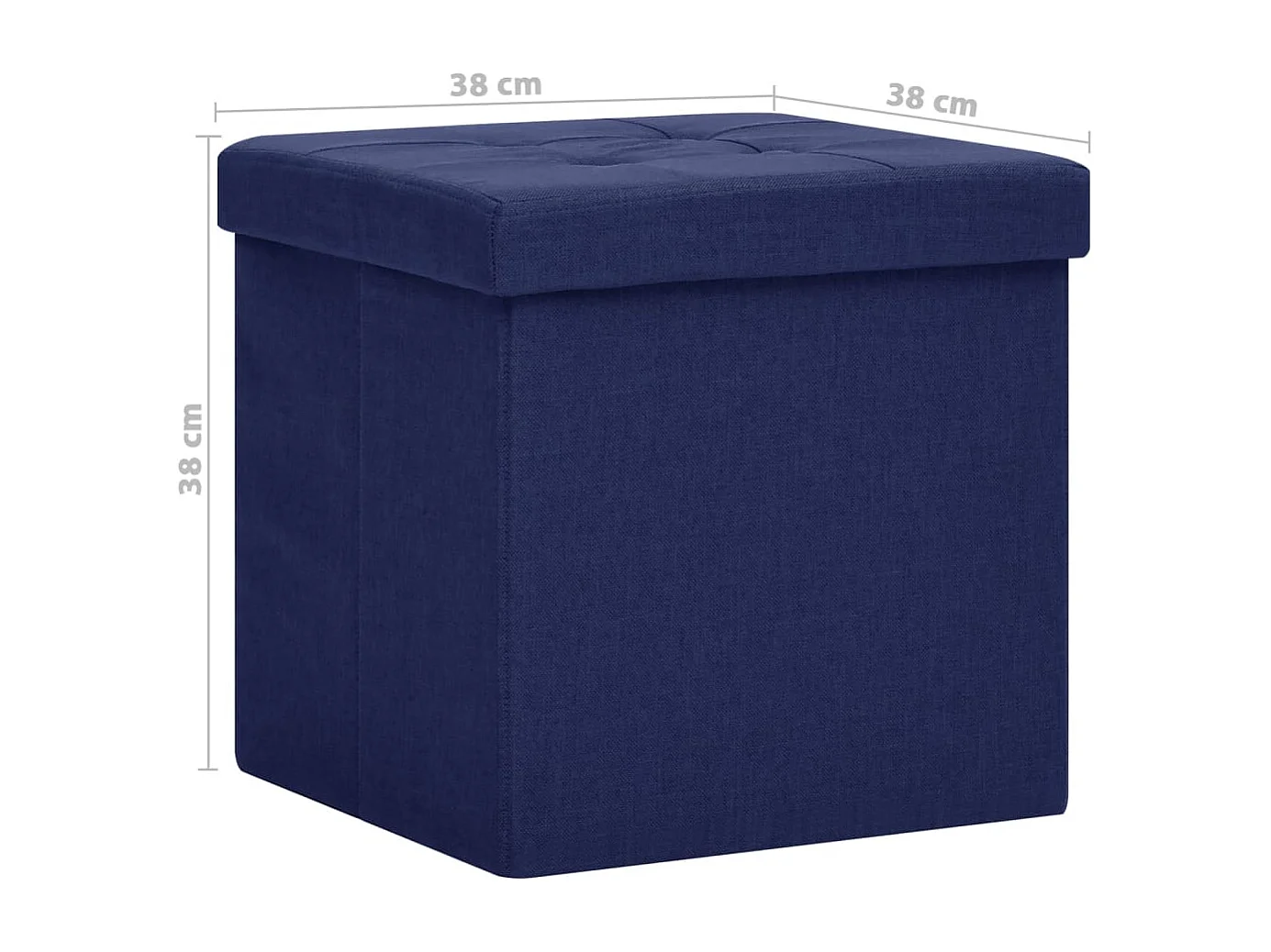 Tabourets de rangement pliables lot de 2 bleu faux lin
