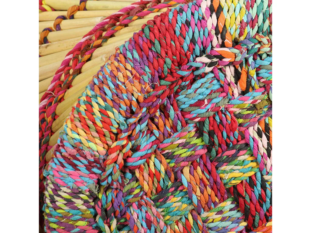 Tabourets avec détails chindi lot de 2 multicolore bambou