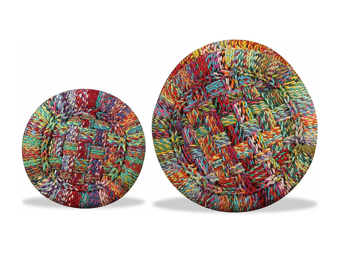 Set di 2 sgabelli con dettagli chindi in bambù multicolor