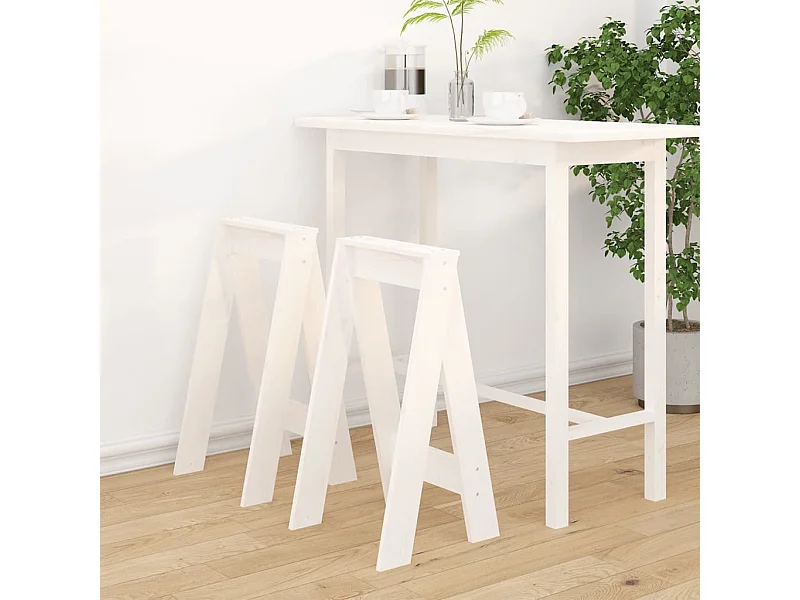 Tabourets lot de 2 blanc 40x40x75 cm bois massif de pin