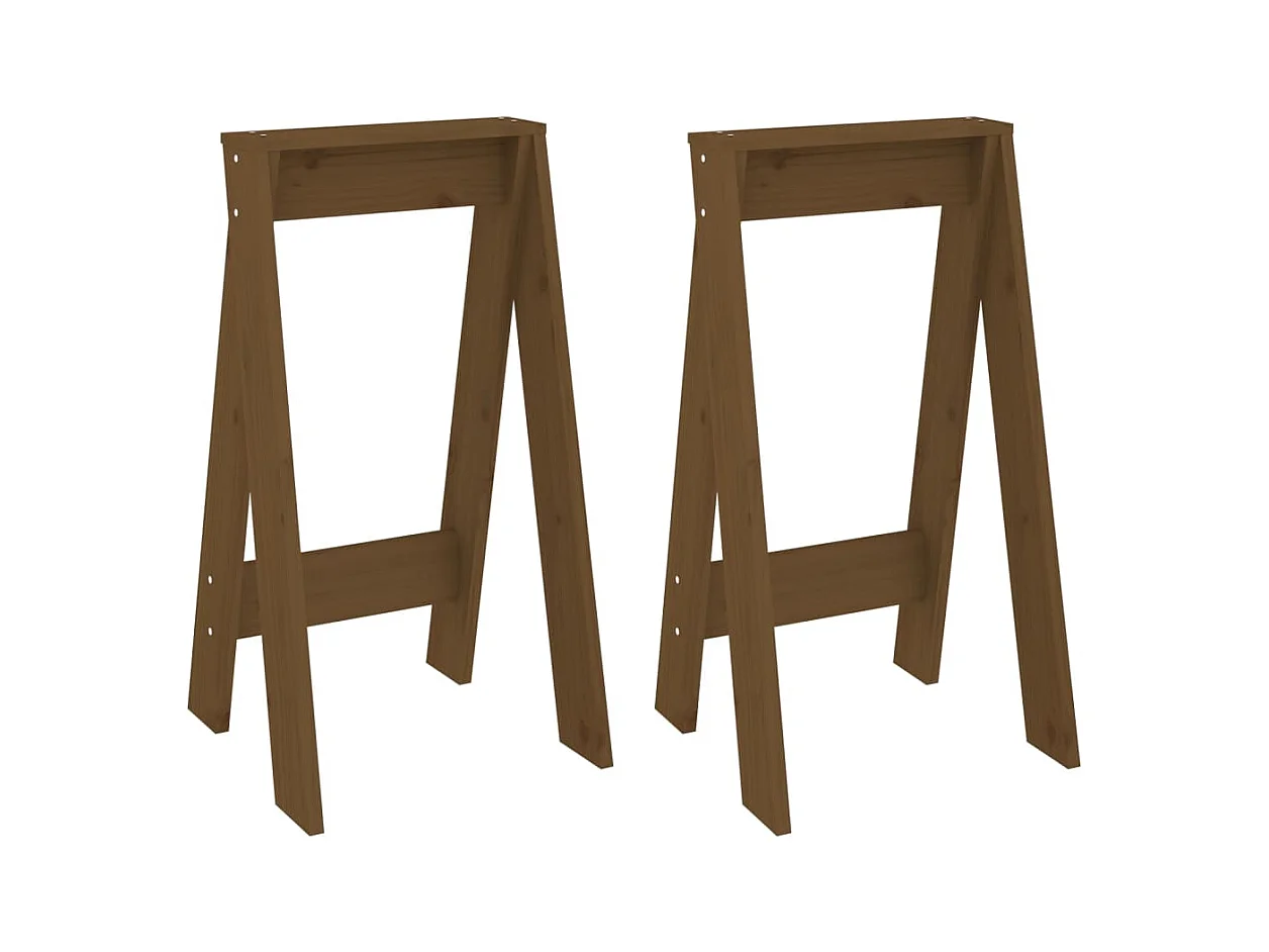 Tabourets lot de 2 marron miel 40x40x75 cm bois massif de pin