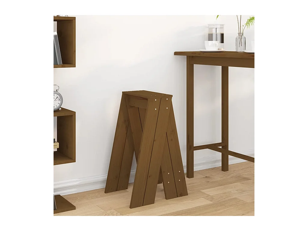 Tabourets lot de 2 marron miel 40x40x75 cm bois massif de pin