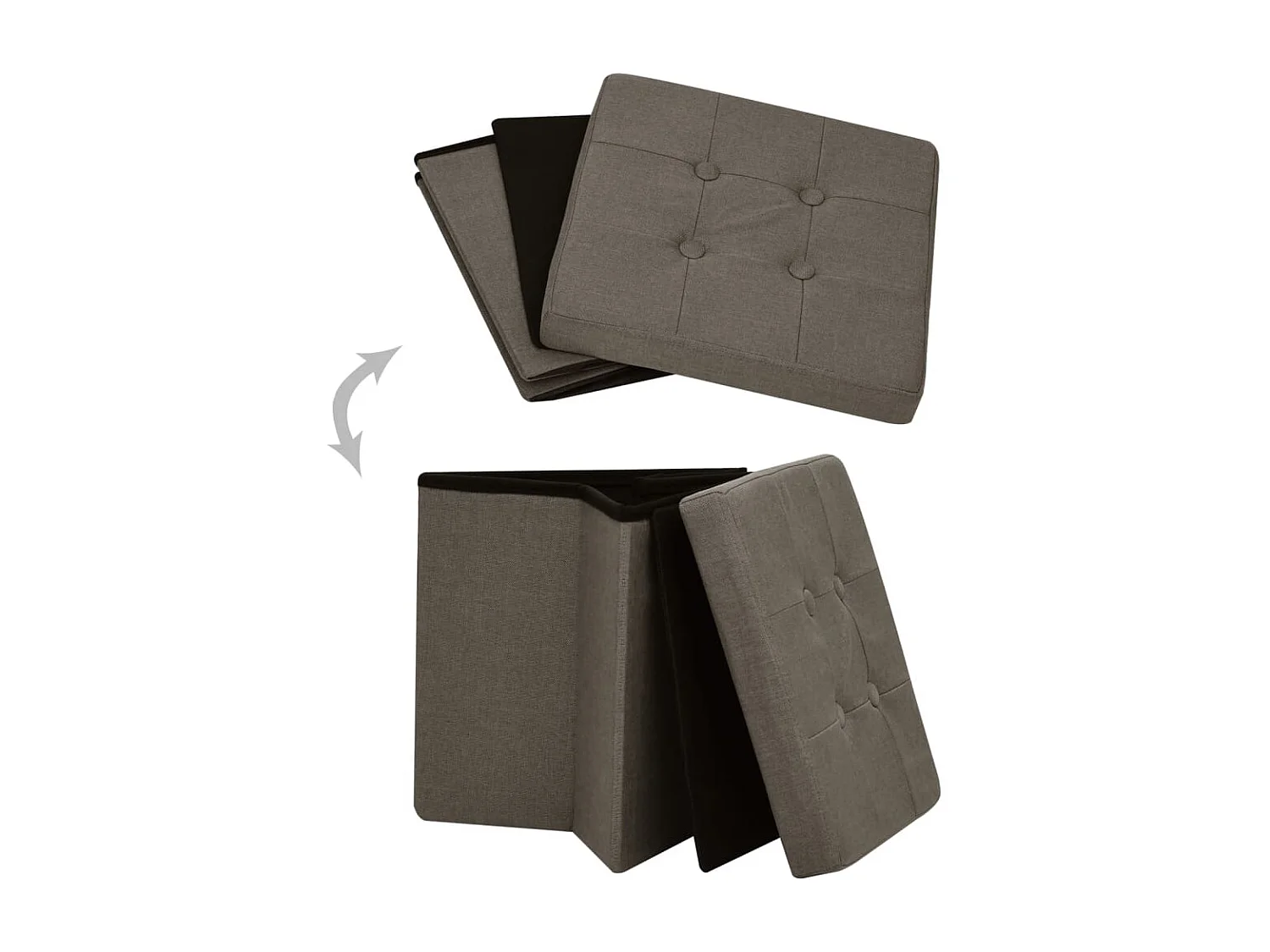 Tabouret de rangement pliable Marron Faux lin