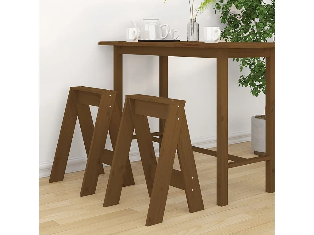 Tabourets lot de 2 marron miel 40x40x60 cm bois massif de pin