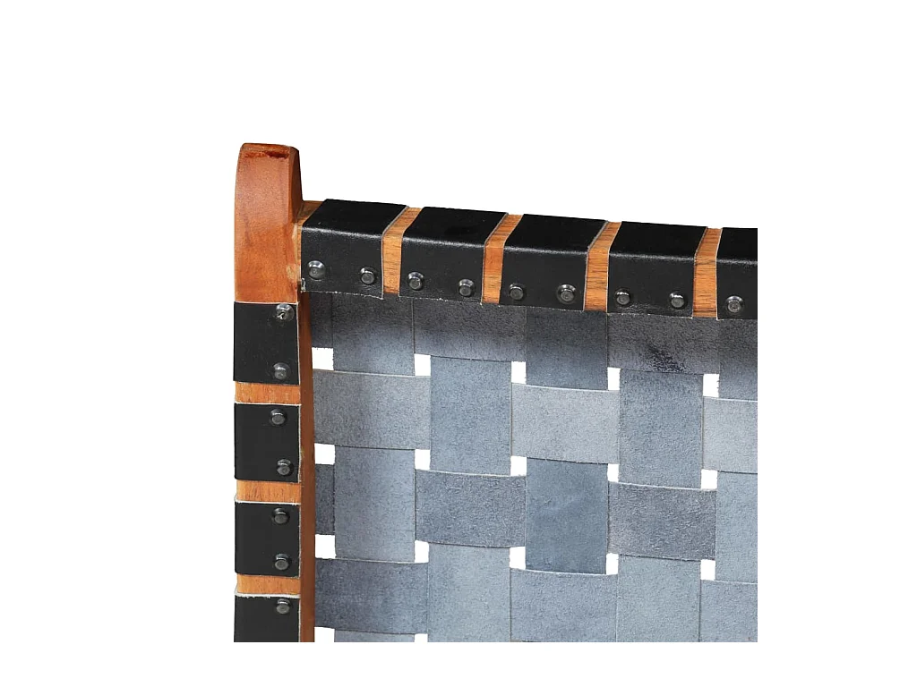 Chaise pliable bandes croisées noir cuir véritable