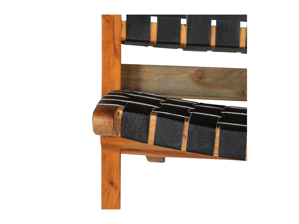 Chaise pliable bandes croisées noir cuir véritable