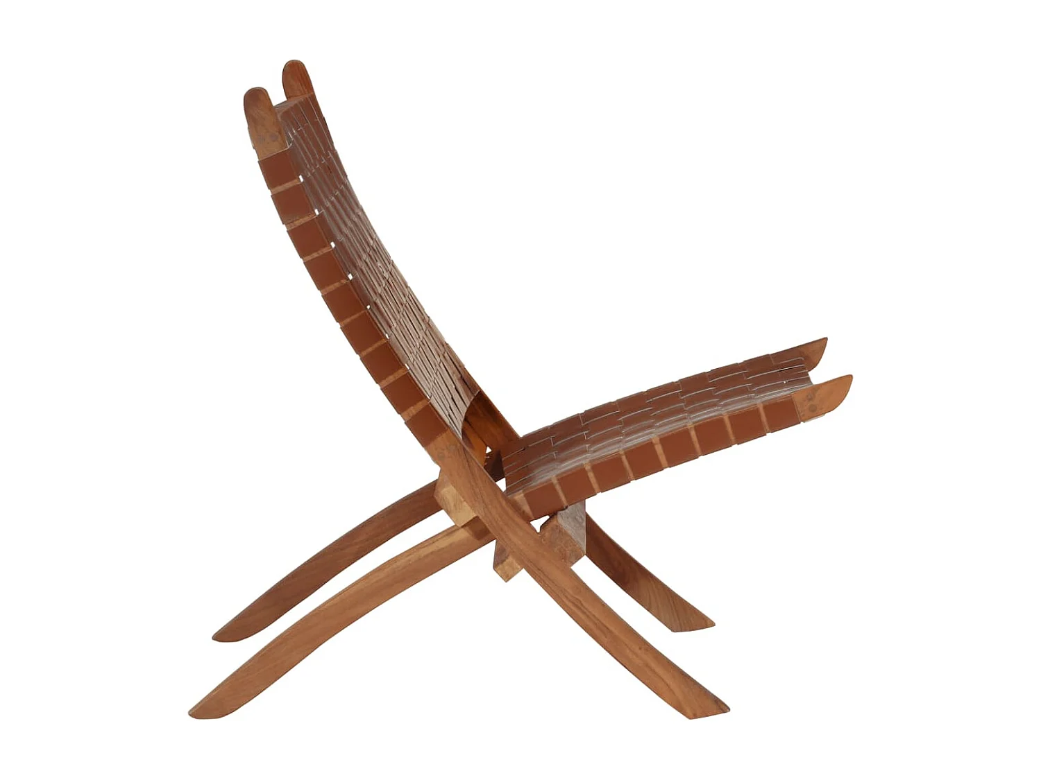 Cadeira de relaxamento dobrável em couro genuíno marrom