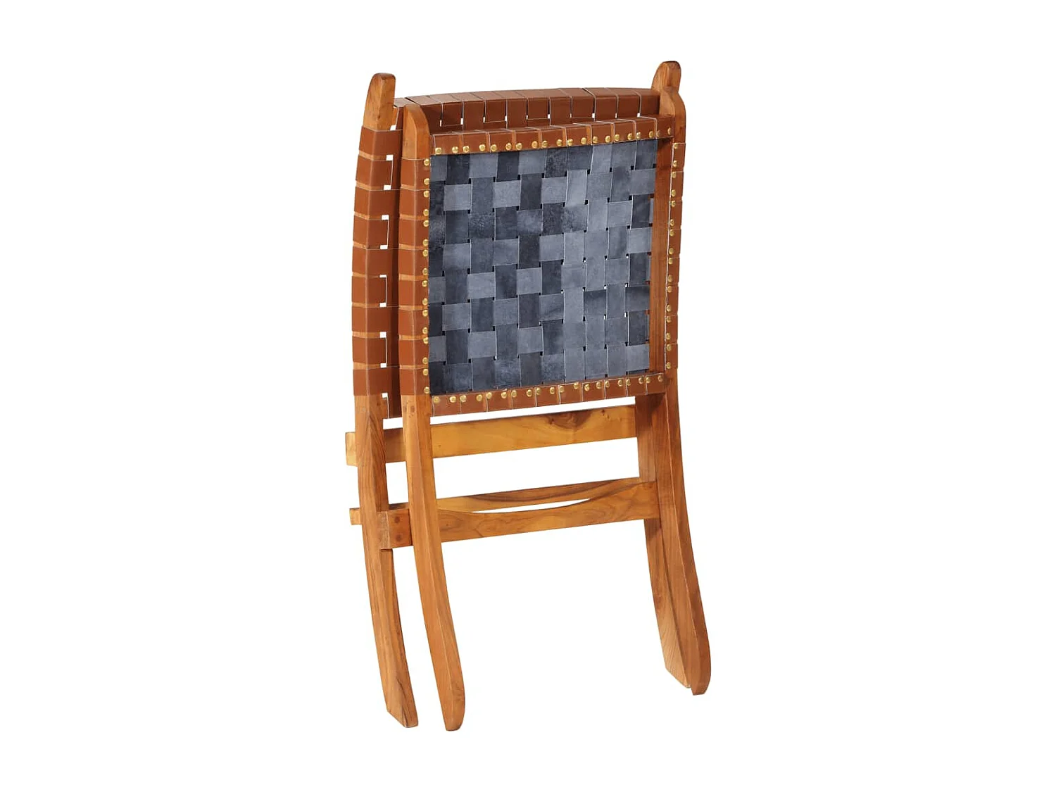 Cadeira de relaxamento dobrável em couro genuíno marrom