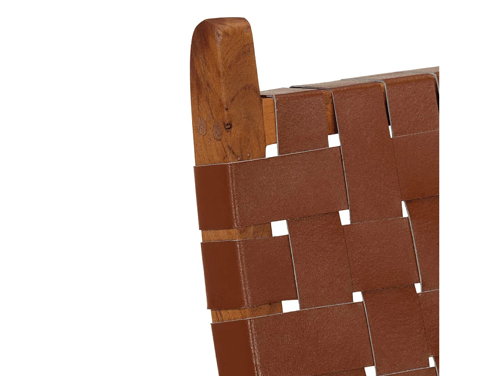 Cadeira de relaxamento dobrável em couro genuíno marrom