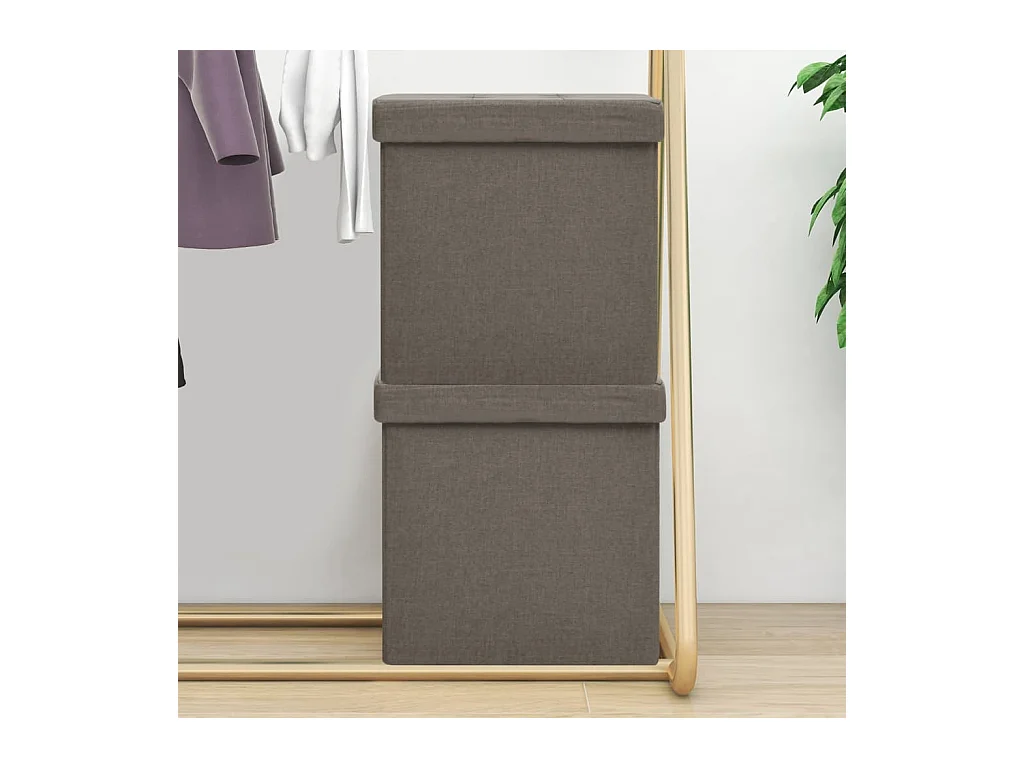 Tabourets de rangement pliables lot de 2 taupe faux lin