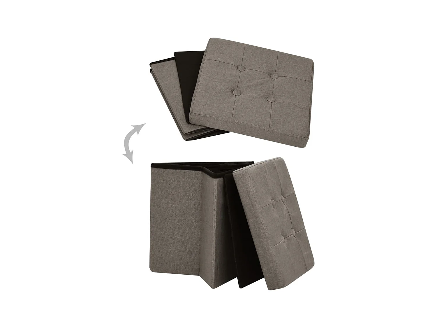 Tabourets de rangement pliables lot de 2 taupe faux lin