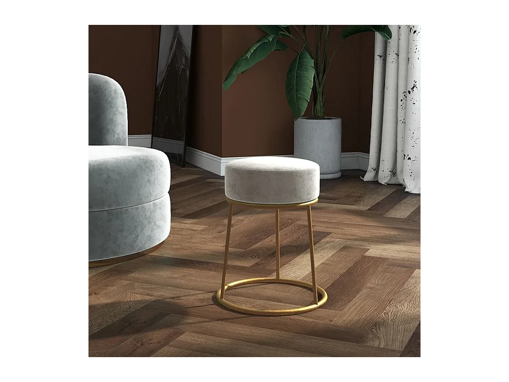 Tabouret rond Gris clair Velours