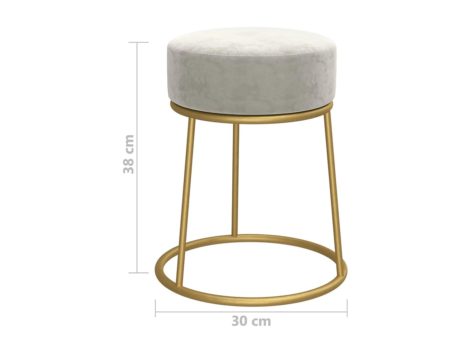 Ronde kruk Lichtgrijs Fluweel