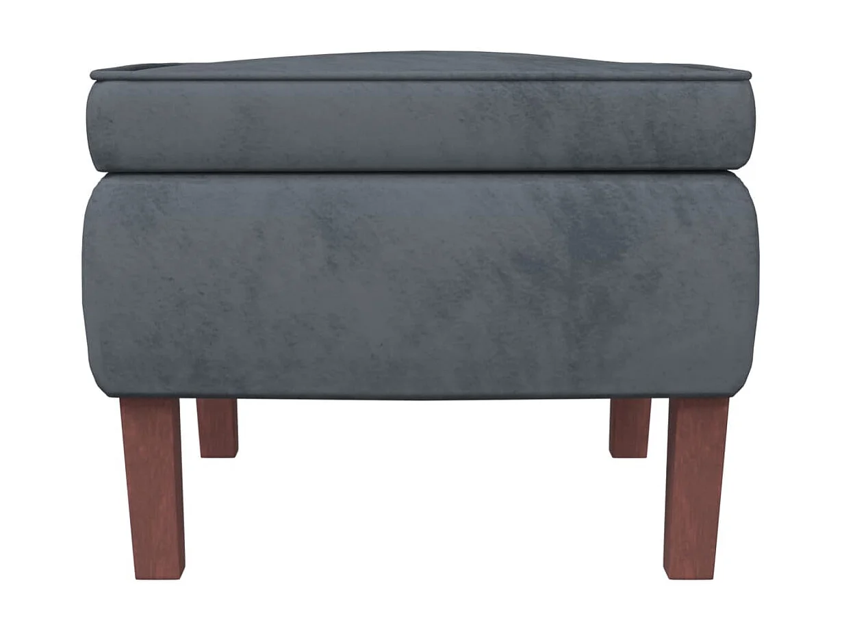 Sgabello con gambe in legno Velluto grigio scuro