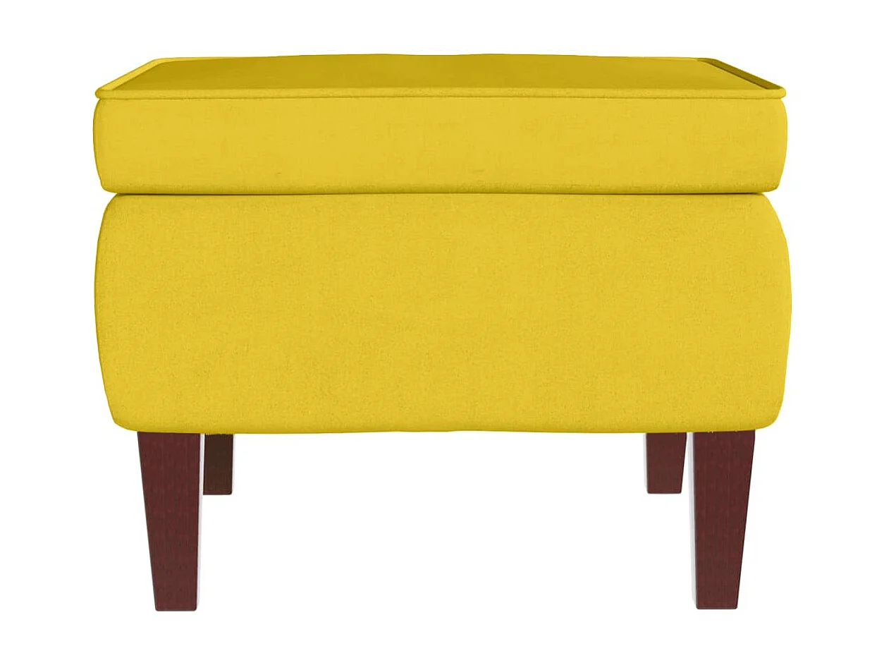 Banqueta com pés de madeira Veludo Amarelo