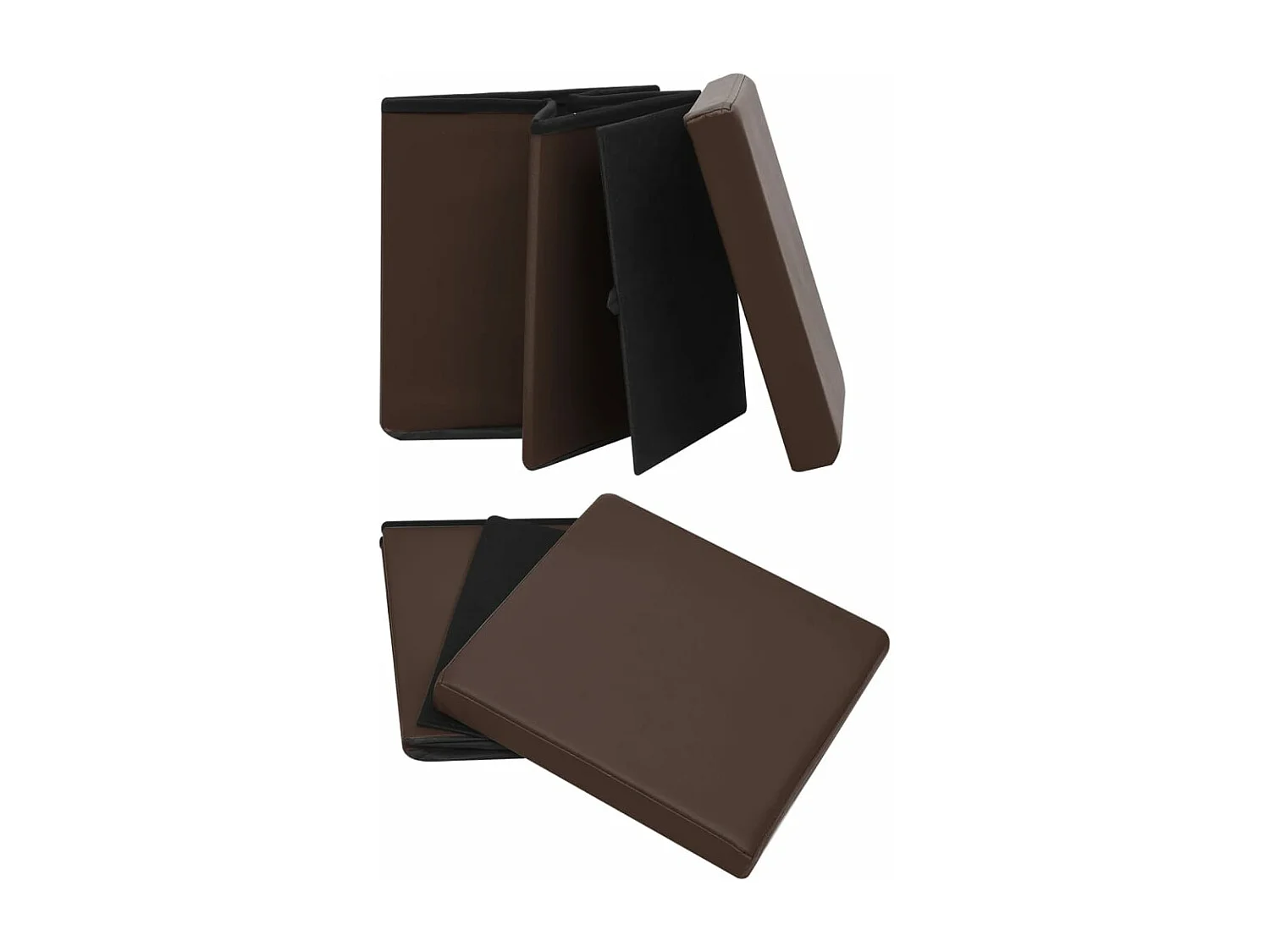Opvouwbare opbergkrukken set van 2 bruin PVC