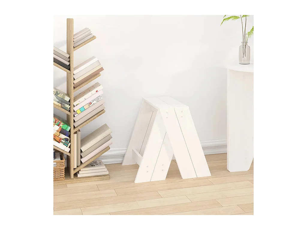 Set di 2 sgabelli in legno massello di pino bianco 40x40x45 cm