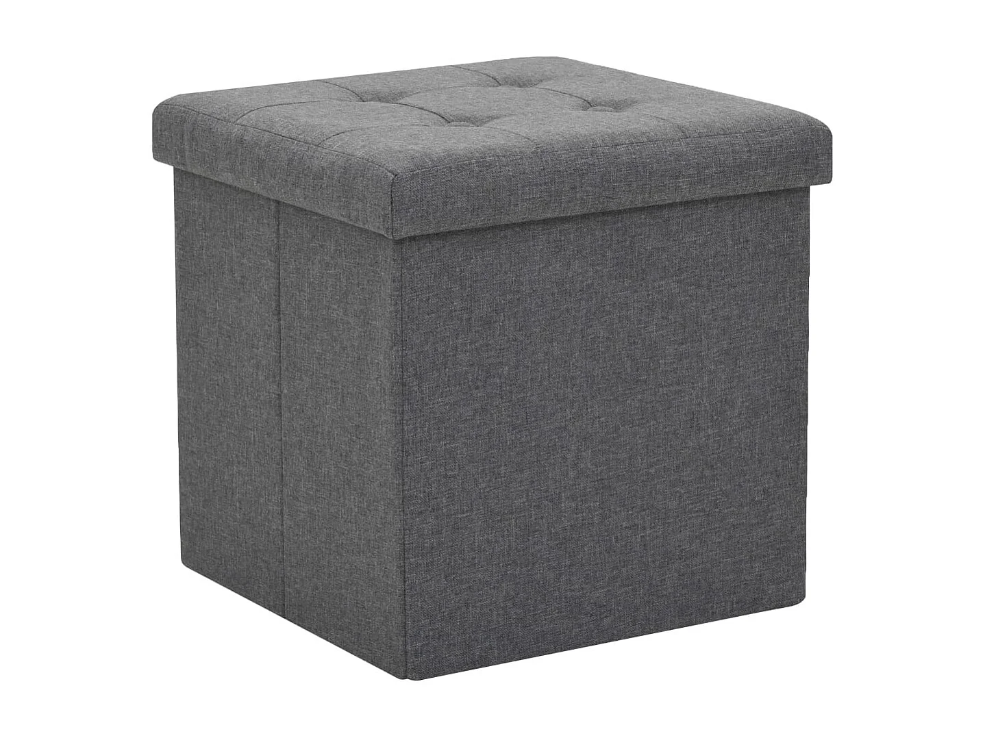Sgabello contenitore pieghevole in finto lino grigio scuro