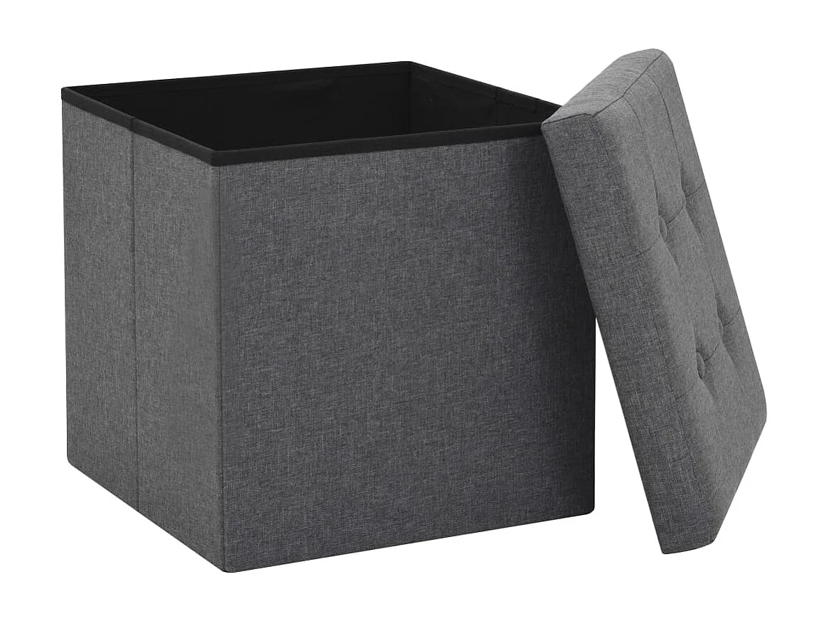 Sgabello contenitore pieghevole in finto lino grigio scuro