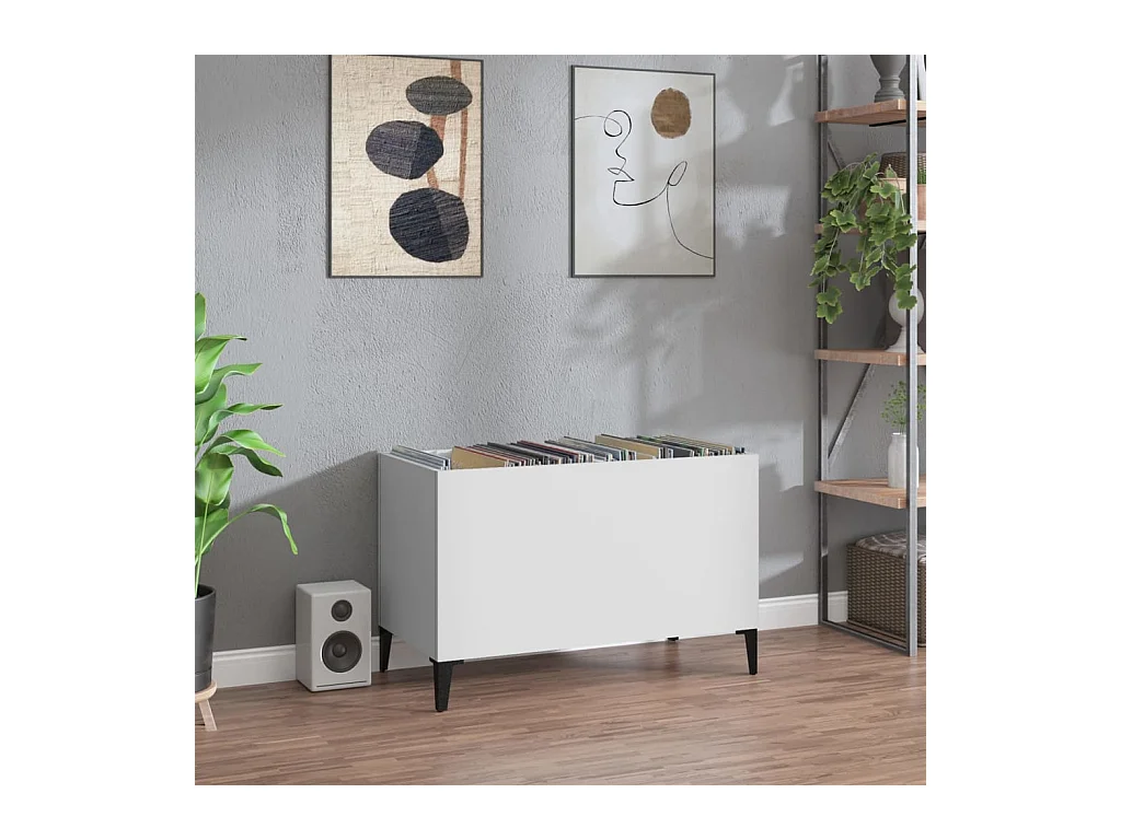Armoire à disques blanc 74,5x38x48 cm bois d'ingénierie