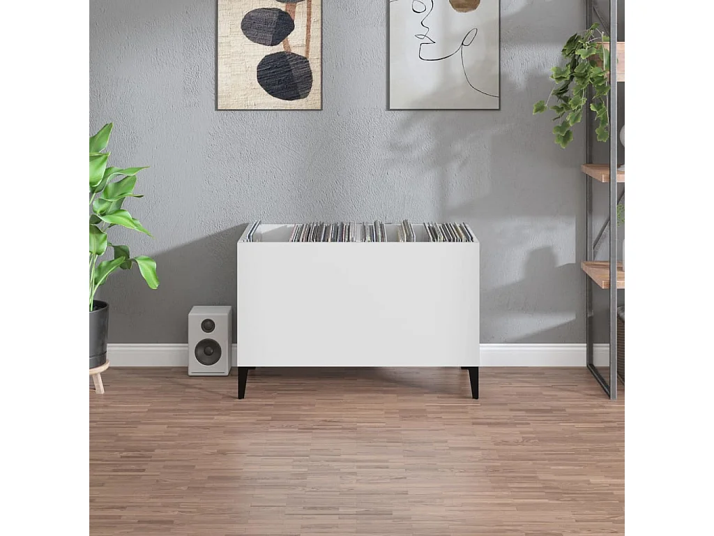 Witte platenkast 74,5x38x48 cm samengesteld hout