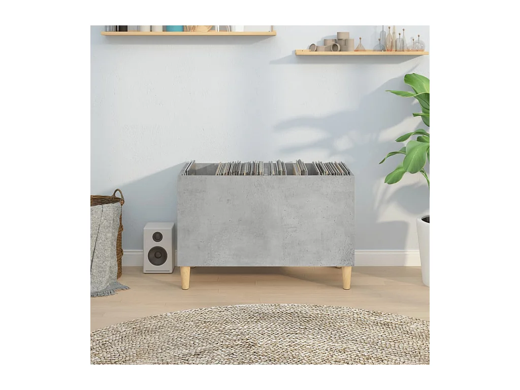 Mueble para discos gris hormigón 74,5x38x48 cm de madera contrachapada