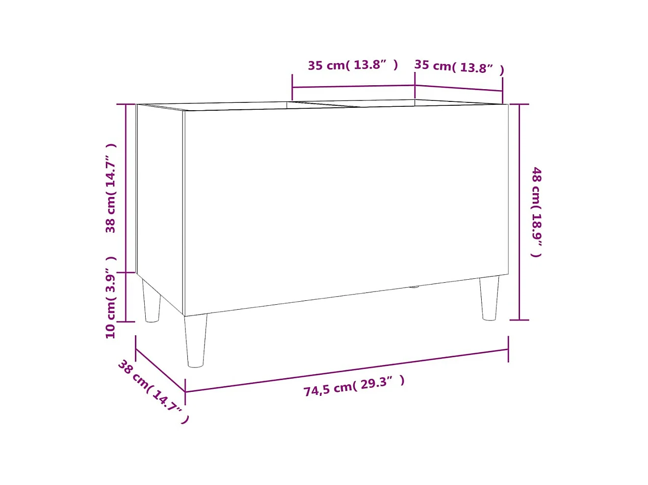 Mueble para discos gris hormigón 74,5x38x48 cm de madera contrachapada