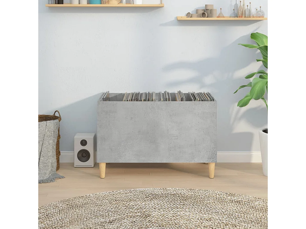 Armoire à disques gris béton 74,5x38x48 cm bois d'ingénierie