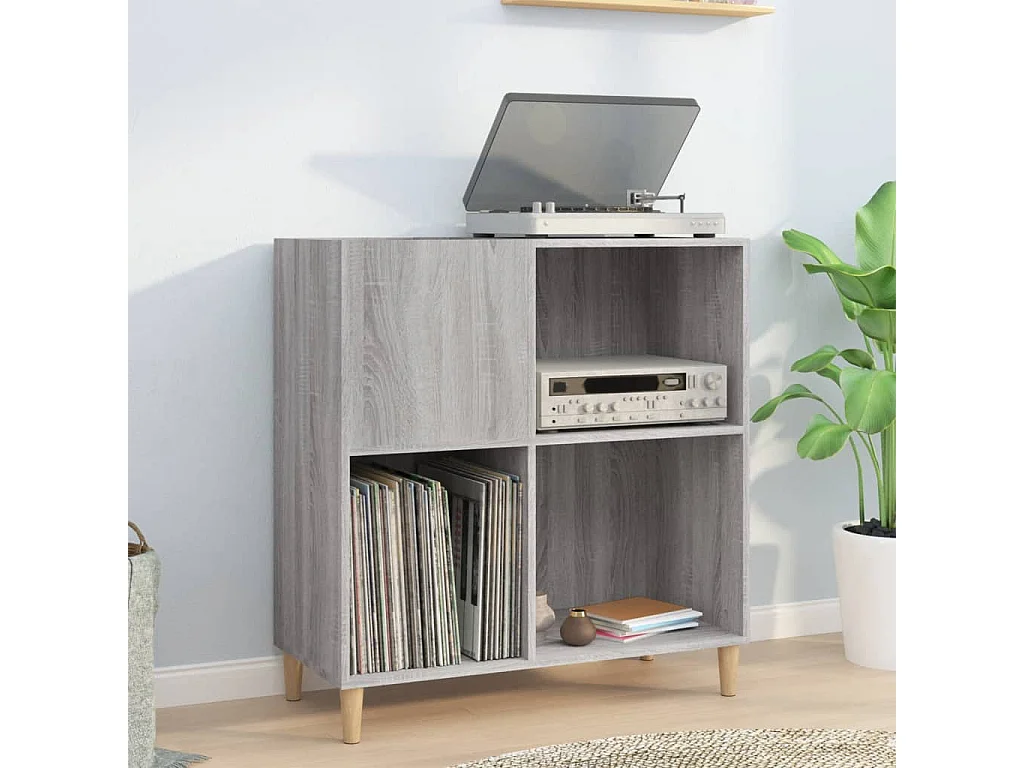 Armário de discos Sonoma cinza 84,5x38x89 cm madeira projetada