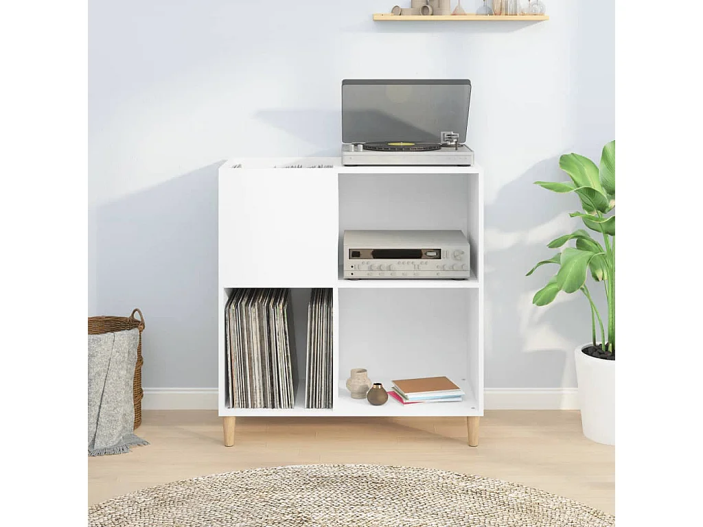 Armário de discos branco 84,5x38x89 cm madeira projetada