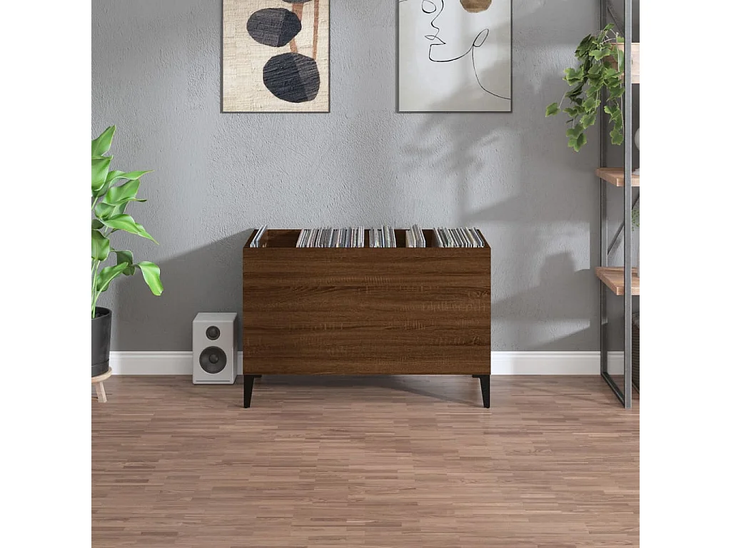 Armoire à disques chêne marron 74,5x38x48 cm bois d'ingénierie