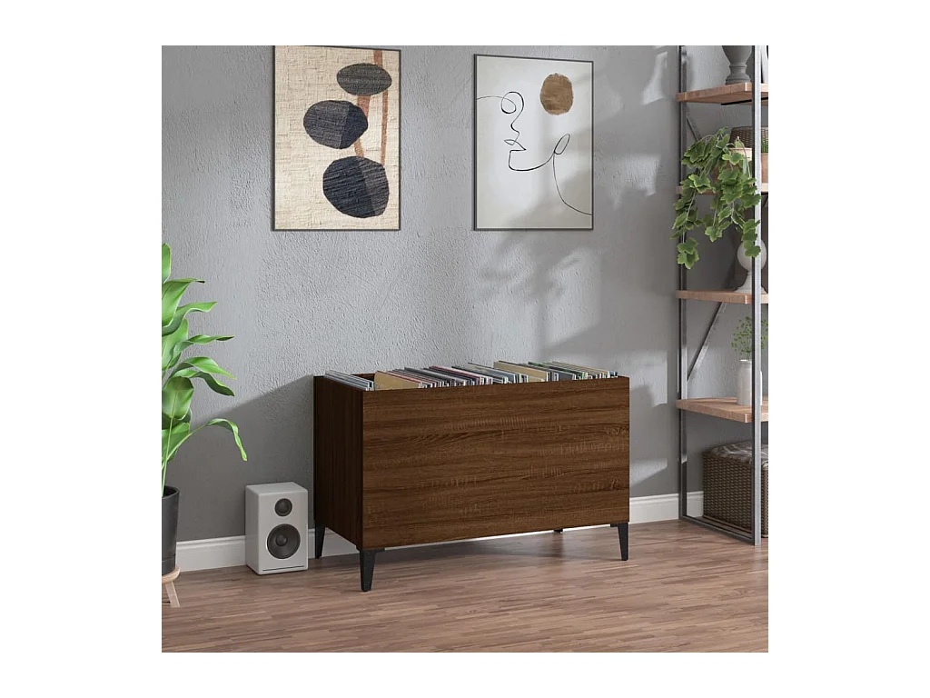 Armoire à disques chêne marron 74,5x38x48 cm bois d'ingénierie