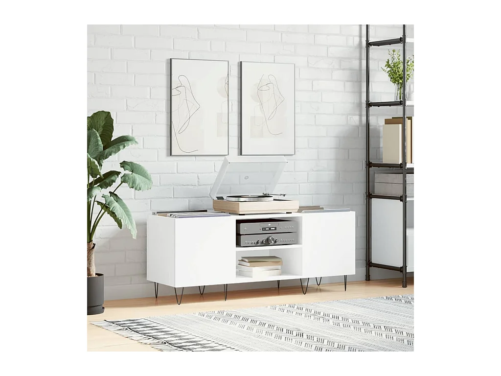 Armoire à disques blanc 121x38x48 cm bois d'ingénierie
