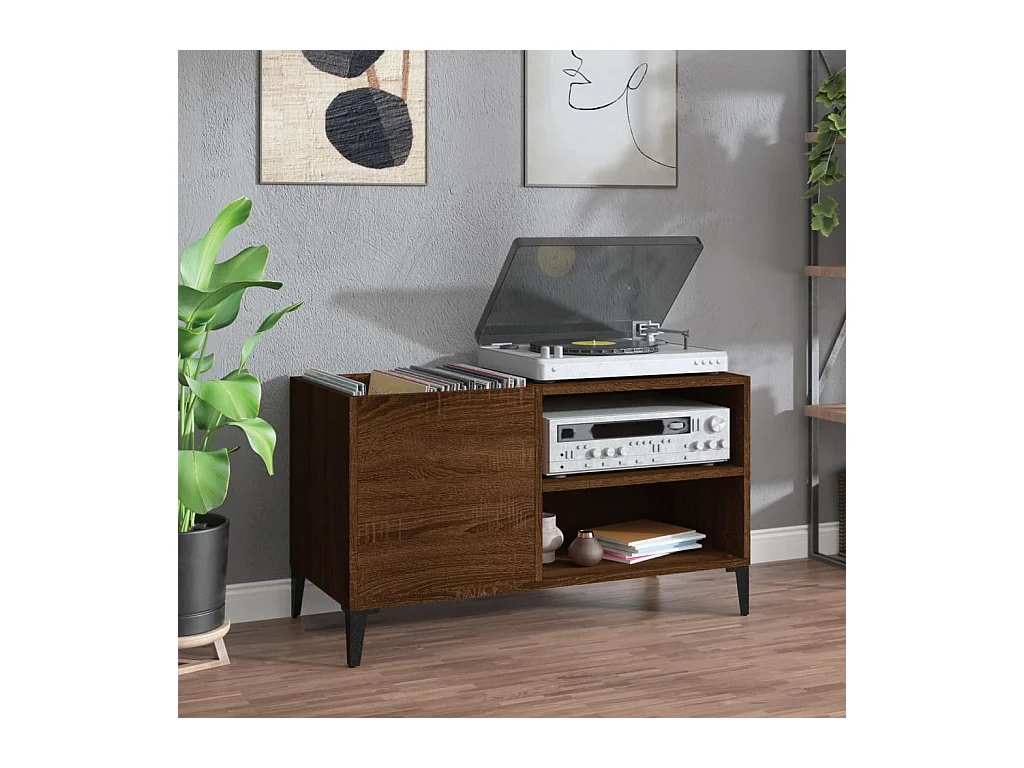 Armoire à disques chêne marron 84,5x38x48 cm bois d'ingénierie