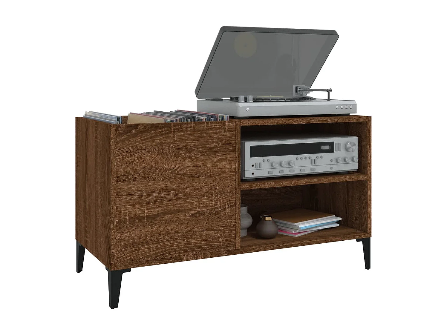 Armoire à disques chêne marron 84,5x38x48 cm bois d'ingénierie