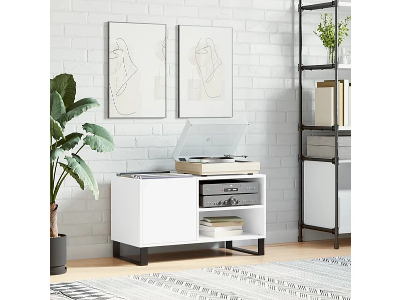 Mobile per dischi bianco 85x38x48 cm in derivati del legno