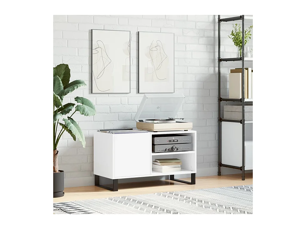 Mobile per dischi bianco 85x38x48 cm in derivati del legno