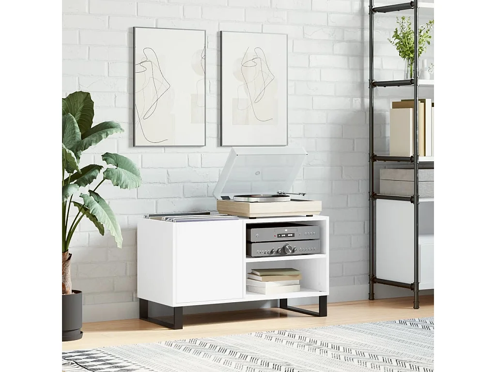 Armoire à disques blanc 85x38x48 cm bois d'ingénierie