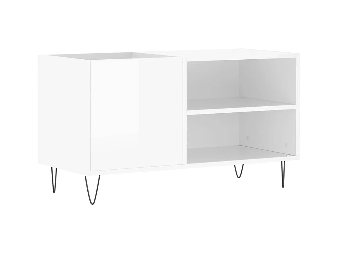 Glanzend witte platenkast 85x38x48 cm samengesteld hout