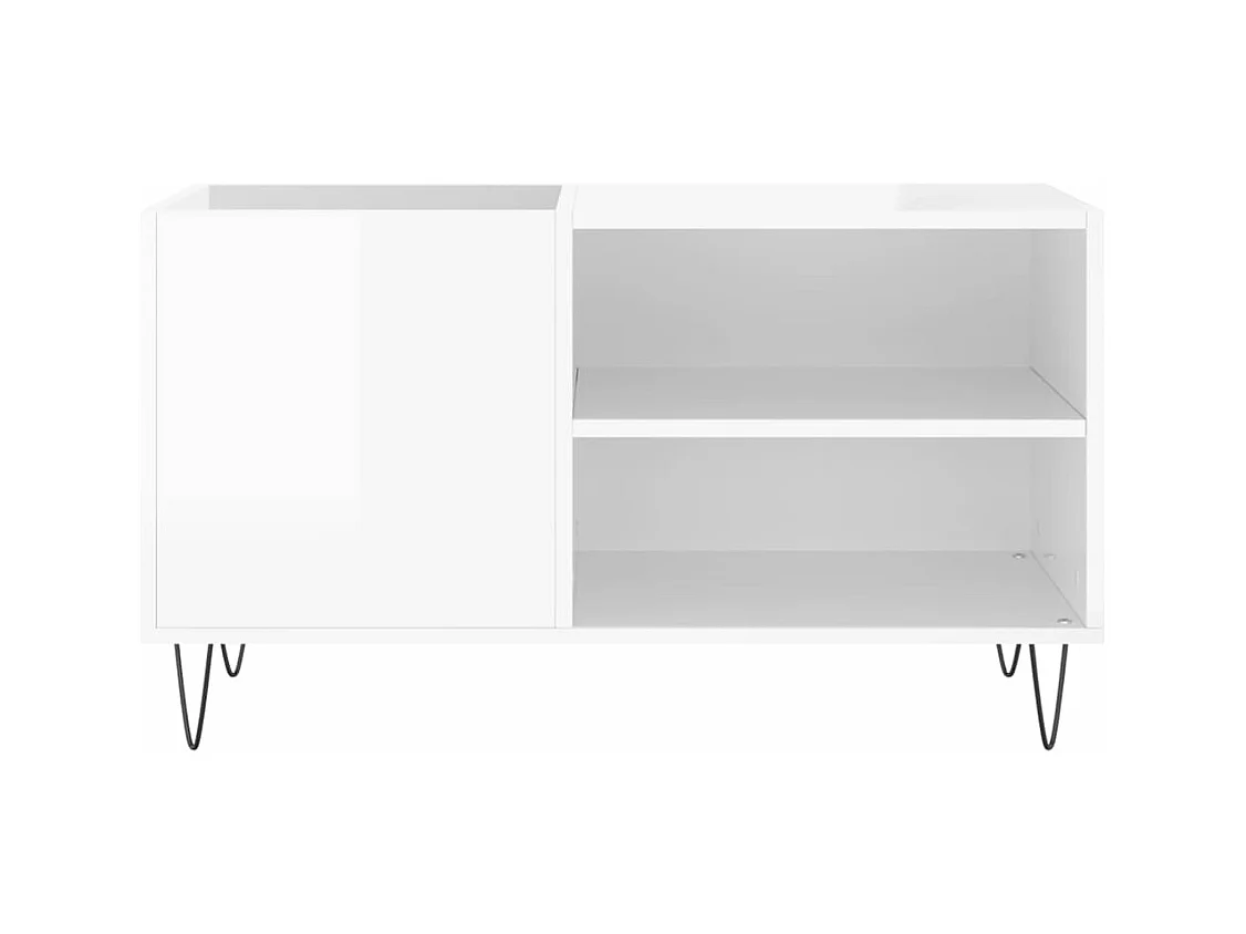 Glanzend witte platenkast 85x38x48 cm samengesteld hout