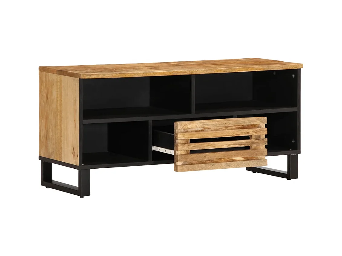 Meuble TV 100x34x46 cm bois massif de manguier brut