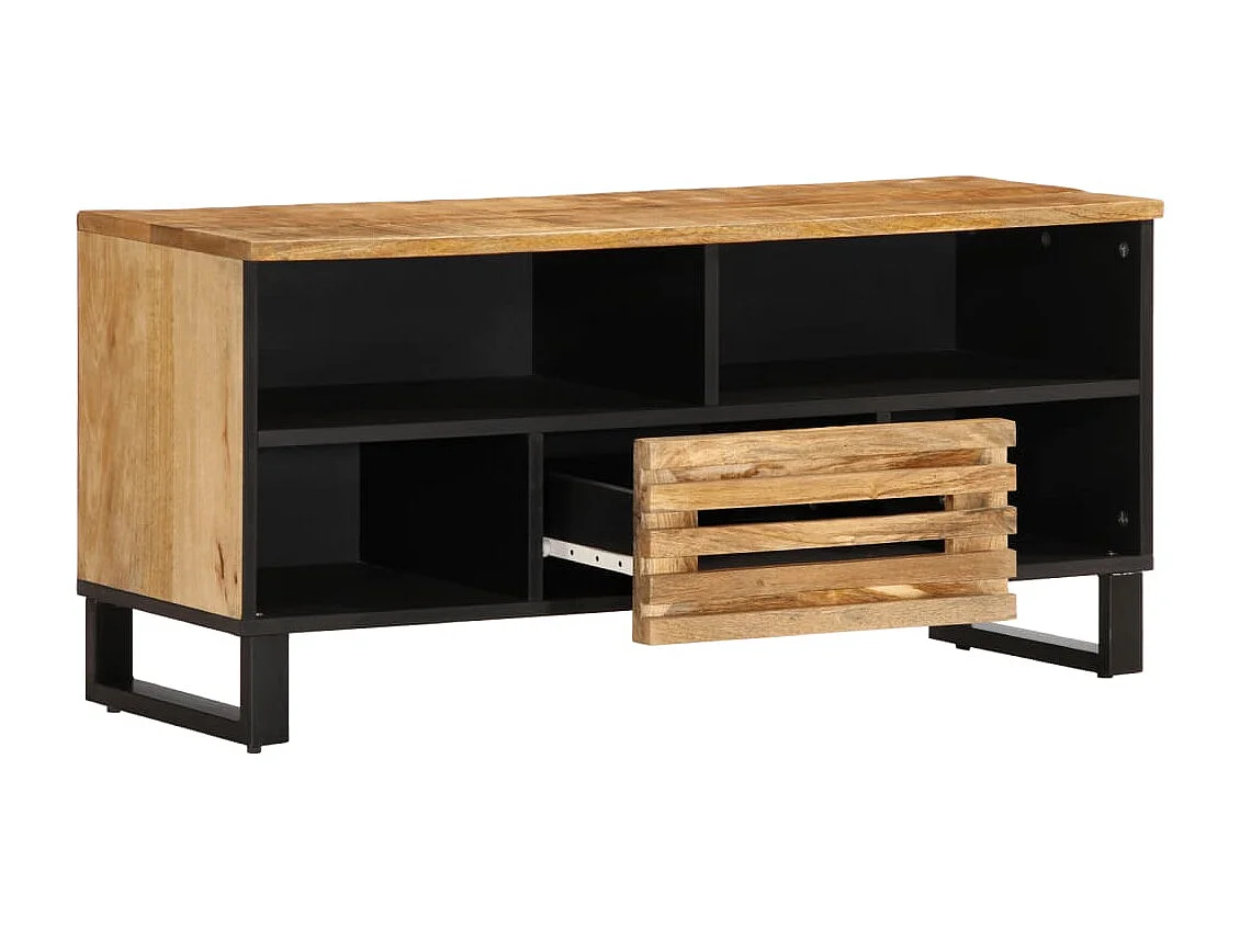 Meuble TV 100x34x46 cm bois massif de manguier brut