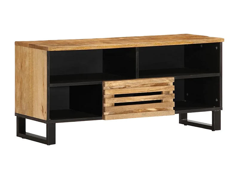 Meuble TV 100x34x46 cm bois massif de manguier brut