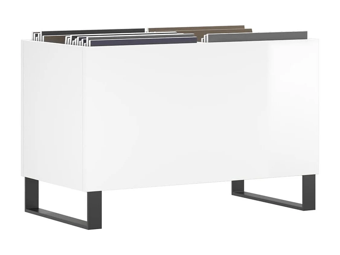 Mobile per dischi bianco lucido 74,5x38x48 cm in pannelli di MDF